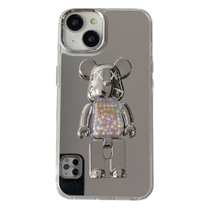 Espejo acrílico para Apple 16PRO soporte de oso violento carcasa para teléfono móvil iPhone 11/12 funda protectora anti-caída