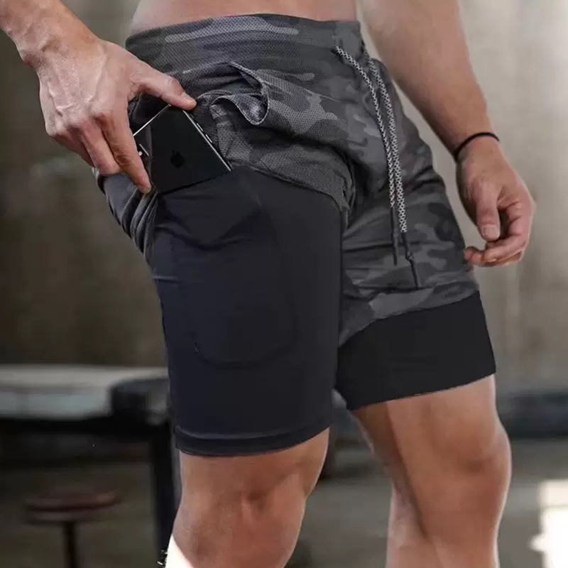 2026 European and American New Fashion Trendy Anti-Exposure Double-Layer Shorts for Men and Women, Faux Two-Piece, Factory Direct Sale, Quick-Dry