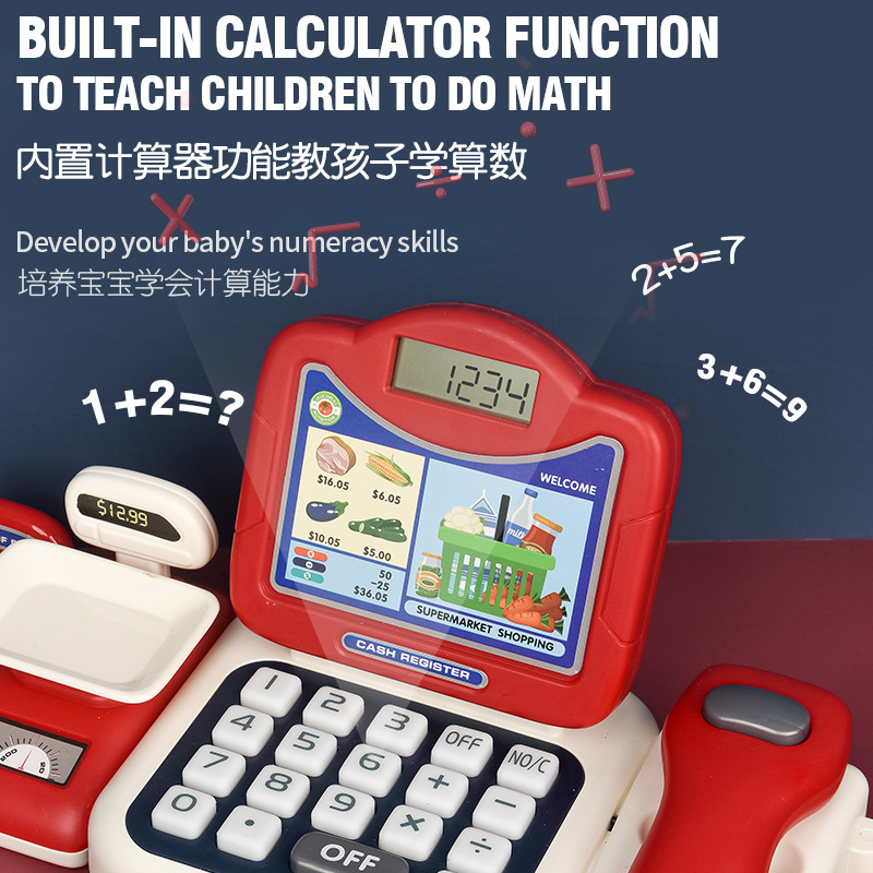 Amazon Hot Selling Children's Simulation Supermarket Cash Register Set Toys Educational Multifunctional Cash Register Play House
