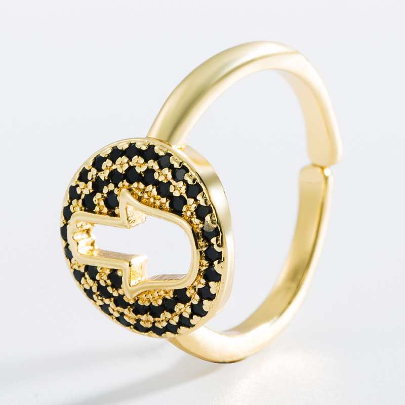 fashion brass gold-plated micro-inlaid zircon geometric ring