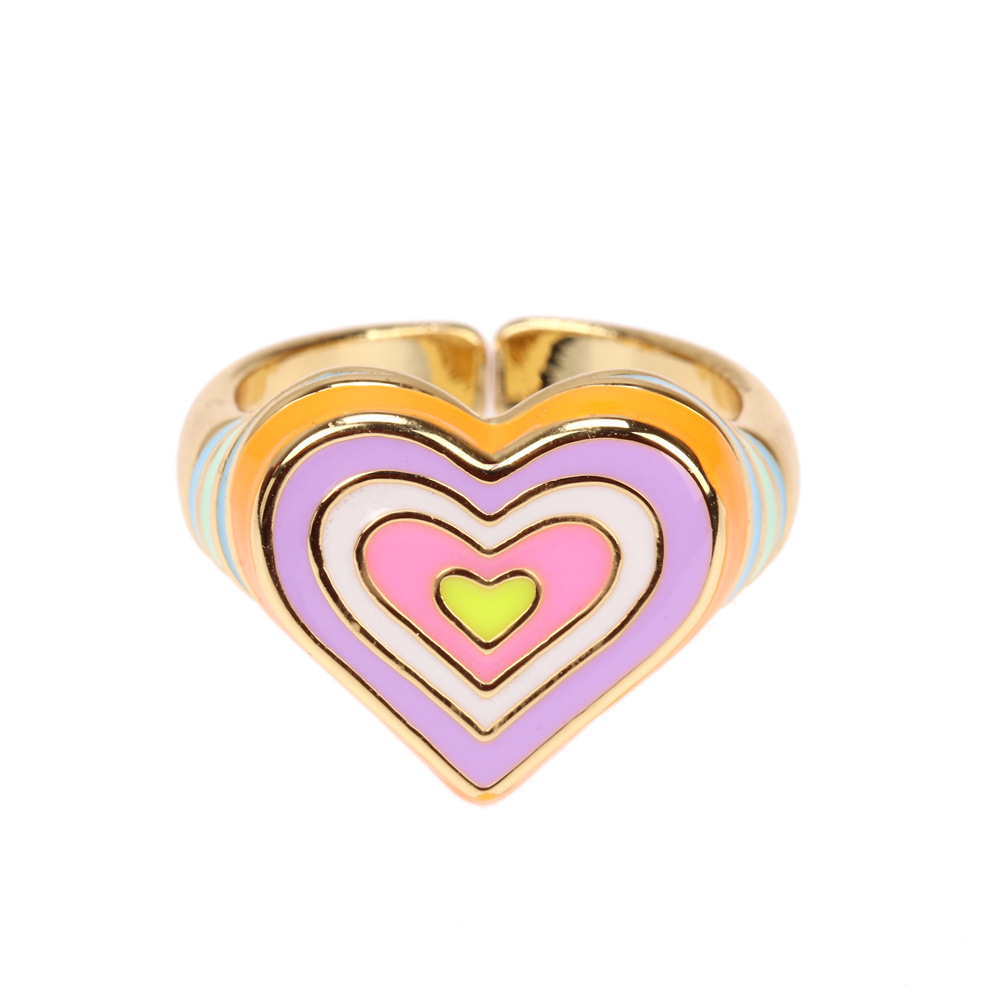 Candy Color Love Enamel Ring Female Fashion Design Drop Oil Forefinger Ring New Fashion Factory In Stock display picture 18