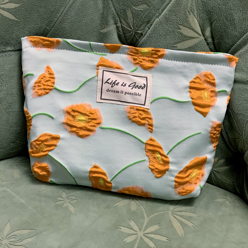 Big Sale Rose Pattern Cosmetics Bag, Fashionable and Versatile Simple Clutch Bag, Retro Wash Storage Hand Bag for Women