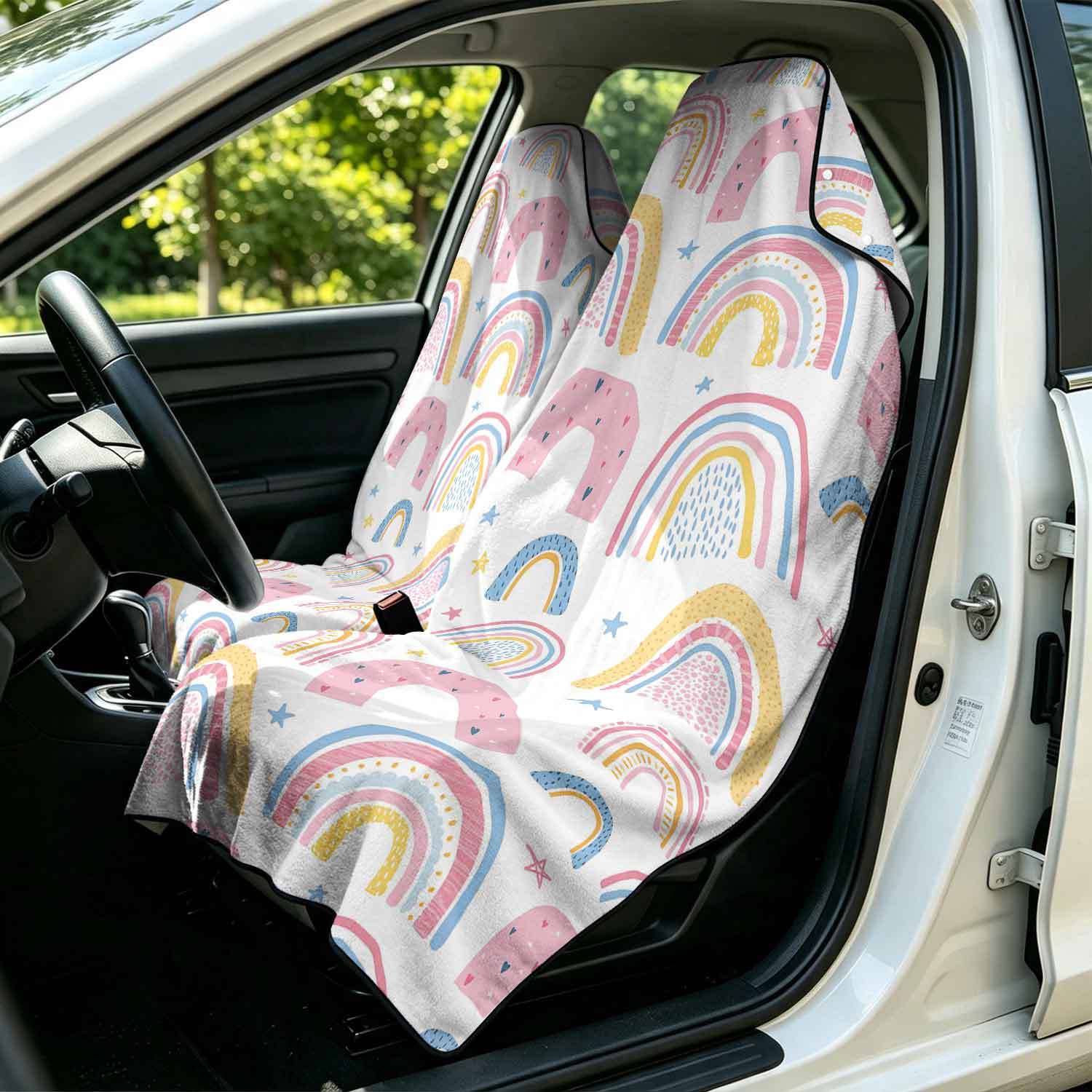 2-piece dual-use car seat cover, ultra-fine fiber, can be used as a beach towel, printed car protective seat cover 6