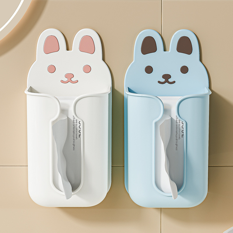 バスルームティッシュボックスかわいいウサギのティッシュホルダーバスルーム壁掛けティッシュボックストイレフェイスタオル収納ボックス|undefined