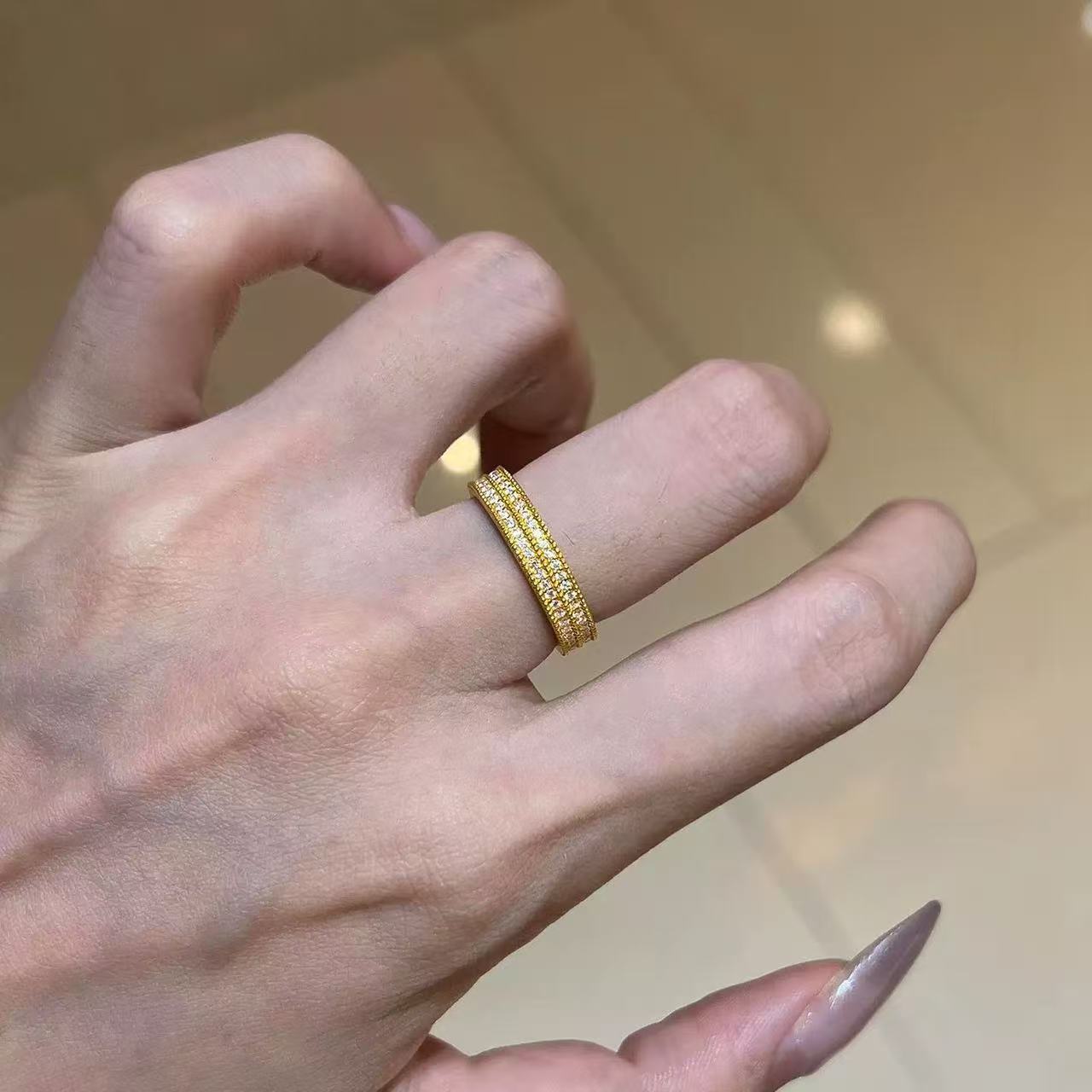 Minimalist Diamond Ring For Women Adjustable Korean Style Design_voghion.com