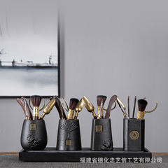 [Manufacturer] Ebony Solid Wood Tea Ceremony Six Gentlemen Set 6 Gentlemen Set Tea Making Tools Tea Clip, Needle and Spoon