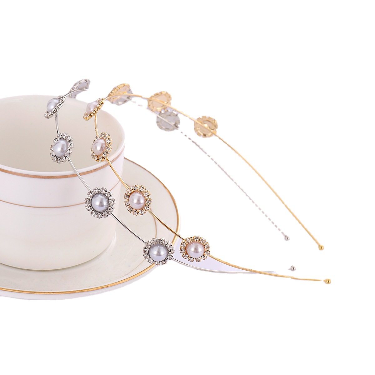 Corea del Sur simple horquilla diadema hembra Hada Mori Super Hada girasol rhinestone perla diadema todo partido flequillos diadema