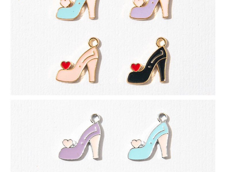 10 PCS/Package Alloy Heart Shape High Heel Pendant Simple Style display picture 5