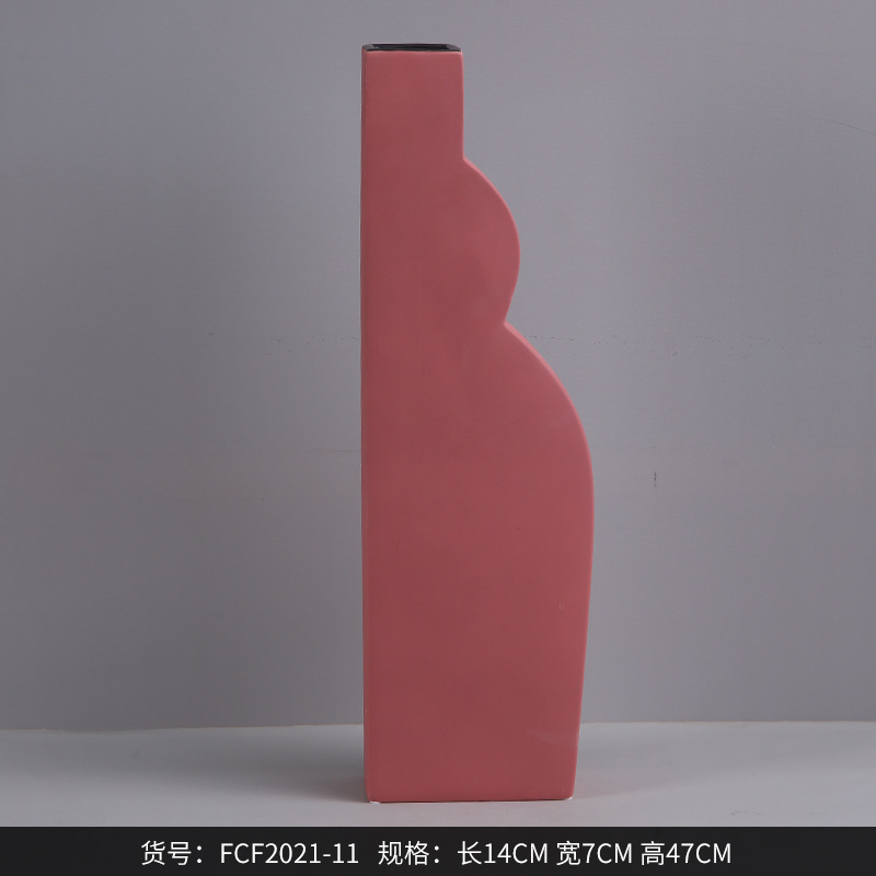 Best West Morandi Flat Geometric Ceramic Large Vase Ornaments Model Room Creative Soft Decorations