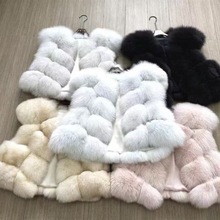 小花家同款白茶马甲新款韩国ins风显瘦狐狸毛马甲皮草外套女