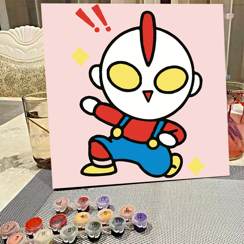 デジタル油絵diyの塗り絵の子供は漫画のアニメを埋めて色を塗ります。|undefined