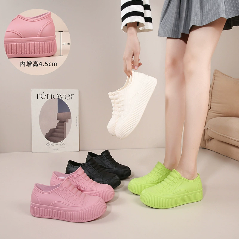 Новый стиль увеличить внутренний дождь обувь короткая трубка леди министр иностранных дел нескользящая водная обувь студентка резиновая обувь теплая и бархатные дождевые сапоги оптом