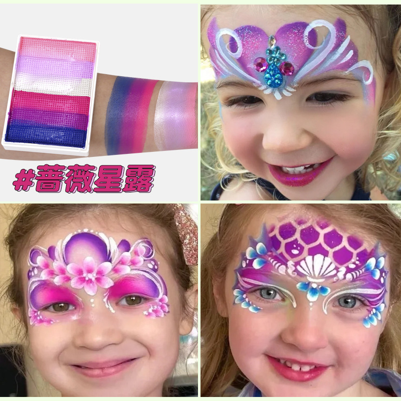 50g 6 colores a juego Arco Iris tira cara pintura a base de agua color a juego pigmento lavable cuerpo Arco Iris Cara color cubierta