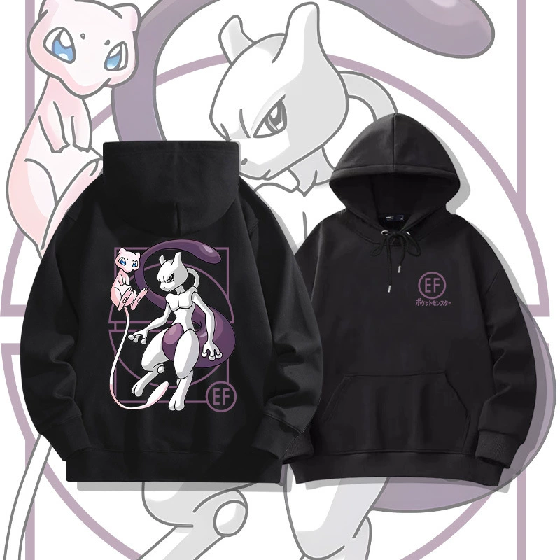 Худи с капюшоном и принтом Mewtwo свободный крой осень