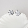 Retro mountain tea, ear clips, silver needle, earrings contains rose, silver 925 sample, Chanel style, flowered