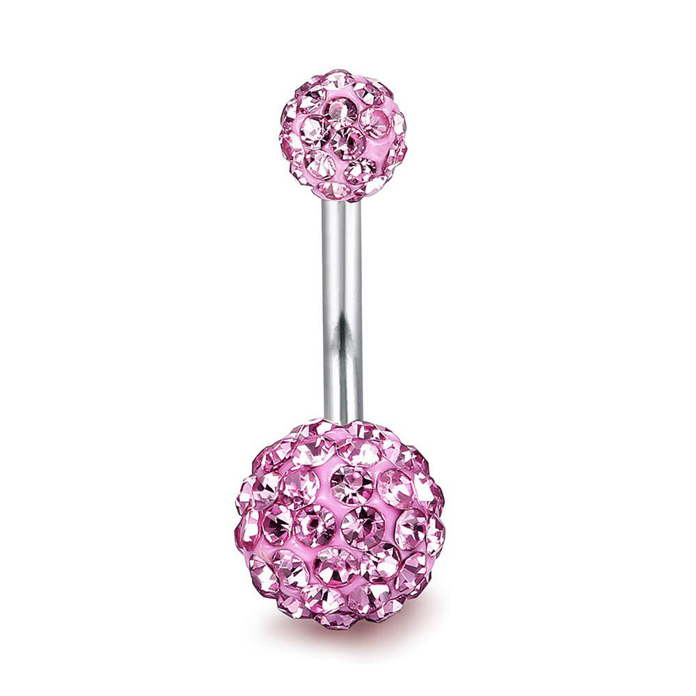 Rhinestone Belly Button Ring With Starburst Design In Steel_voghion.com