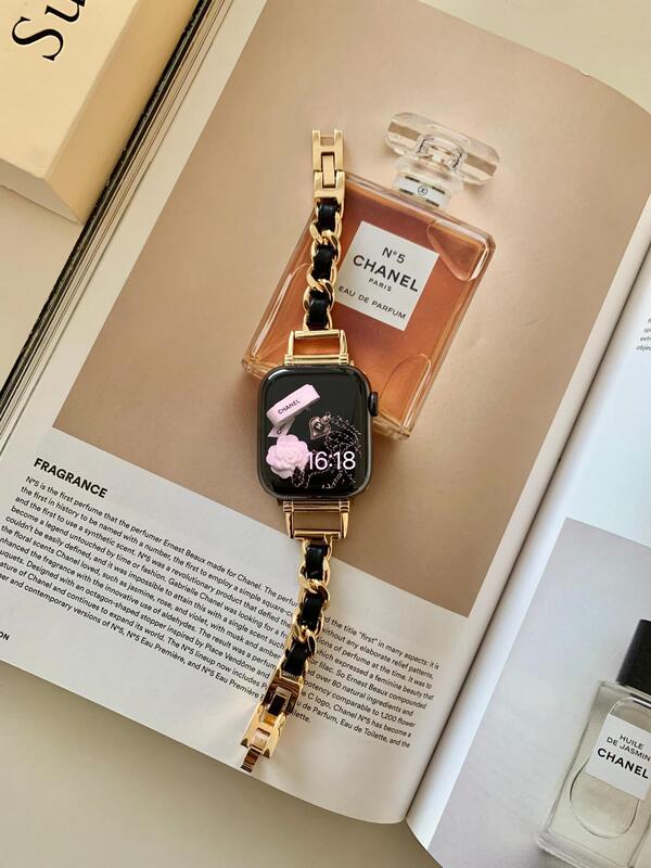 高級な小香風黒金シリーズのバンドはapple appleアップルの腕時計iwatch98世代765を適用します。|undefined