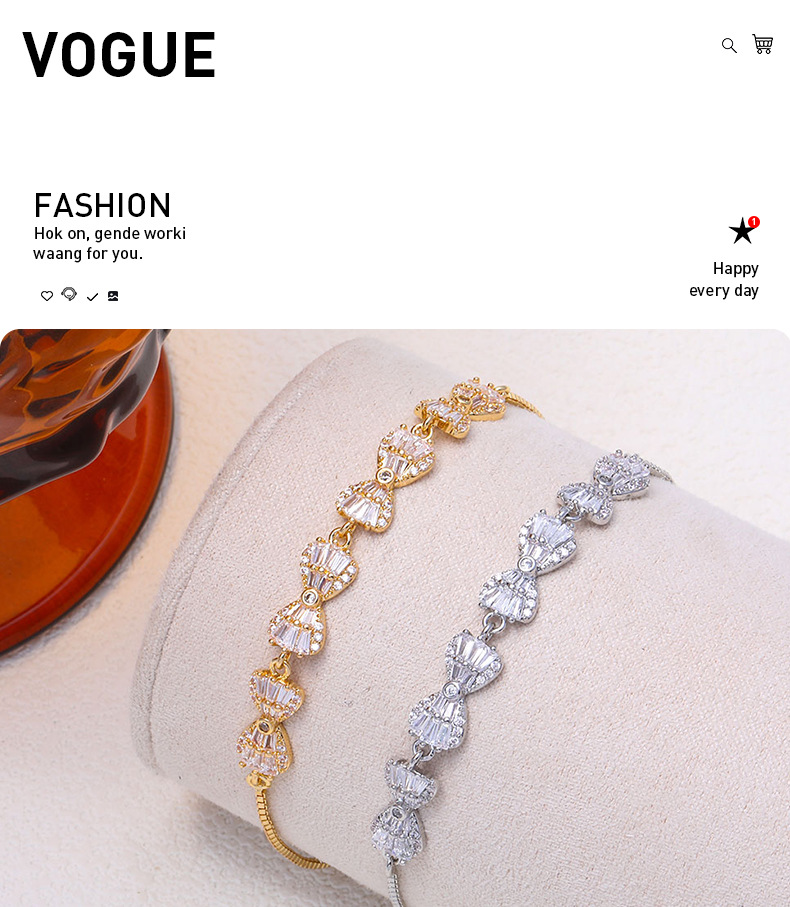 Exquisite Zircon Bow Bracelet Simple Versatile Layered Jewellery_voghion.com