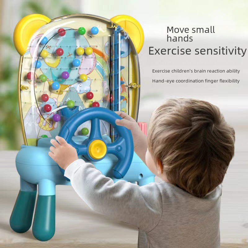 Child automatic ball catching machine, brain-training parent-child interactive concentration training, bean-catching game machine, level-crossing desk toy