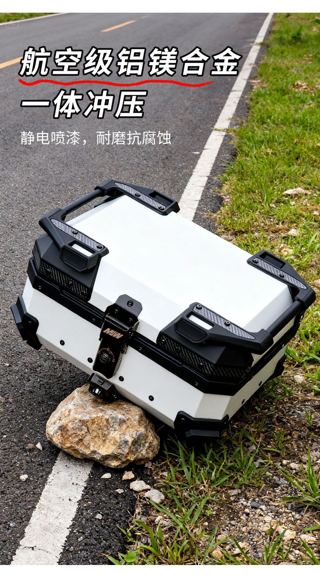 Motorcycle Mjw28L White Knight Aluminum Alloy Tail Box Quick-Release Travel Tool Box Electric Vehicle Rear Storage Box