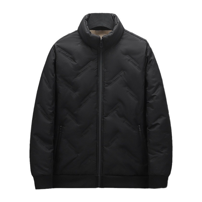 Popular Winter Men's Fleece Thickened Stand-up Collar Jacket Lamb Fleece Cotton Clothes Jacket Business Gift_voghion.com