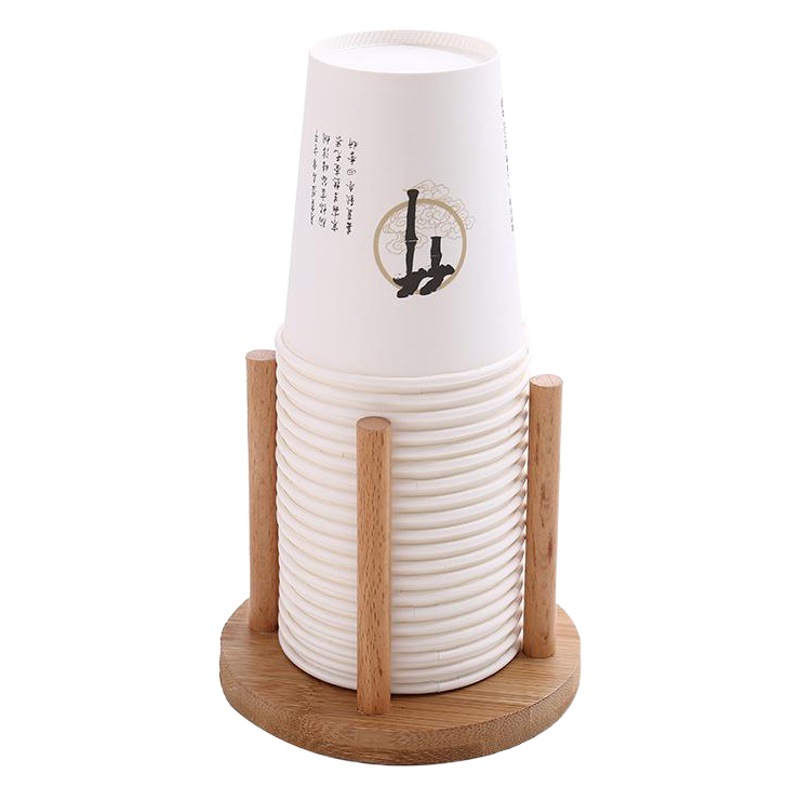 Disposable Cup Holder Milk Tea Shop Cup Dispenser Self-Service Water Dispenser Paper Cup Holder Cup Holder Bar Commercial Creative Bamboo Wood