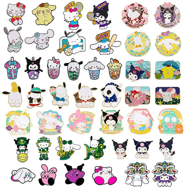 Sanrio Series Brooches Kuromi My Melody Cinnamoroll Japanese Cartoon Badges Children's Clothing and Bag Accessories