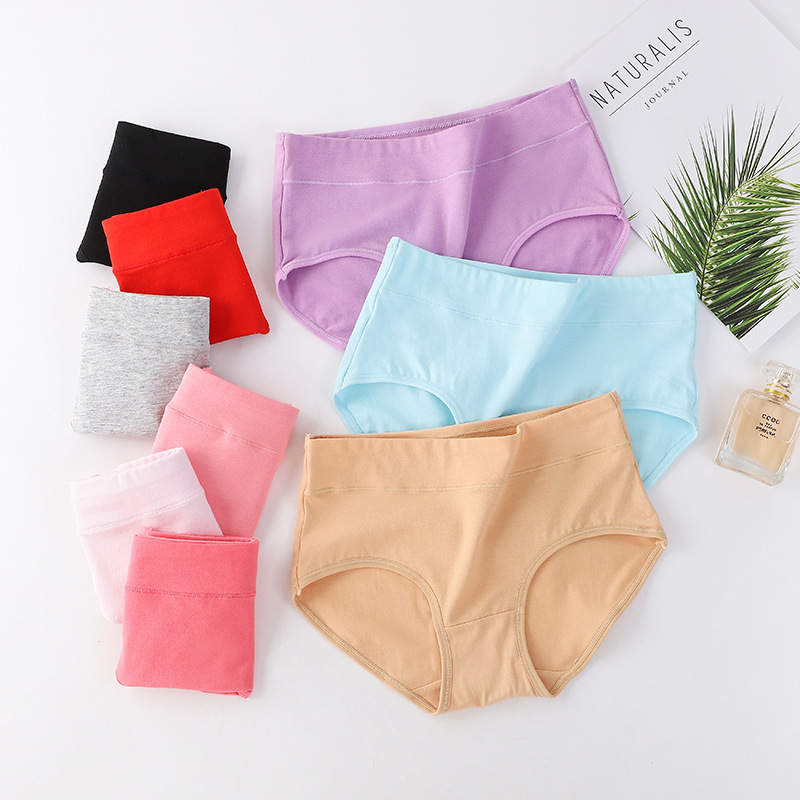 Women's Pure Cotton Mid-waist Panties Solid Color Comfortable Breathable Classic Pure Cotton Crotch Hip-lifting Shorts Briefs