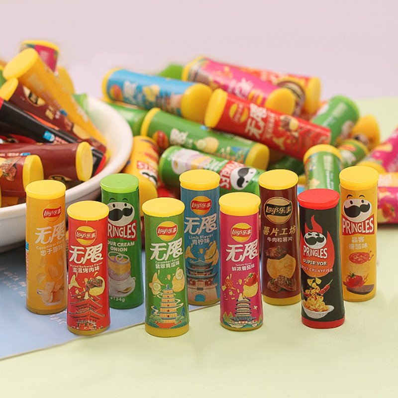 Simulated Stereo Potato Chip Bucket Supermarket Convenience Store Resin Jewelry DIY Claw Machine Kidsren's Toys Miniature Ornaments