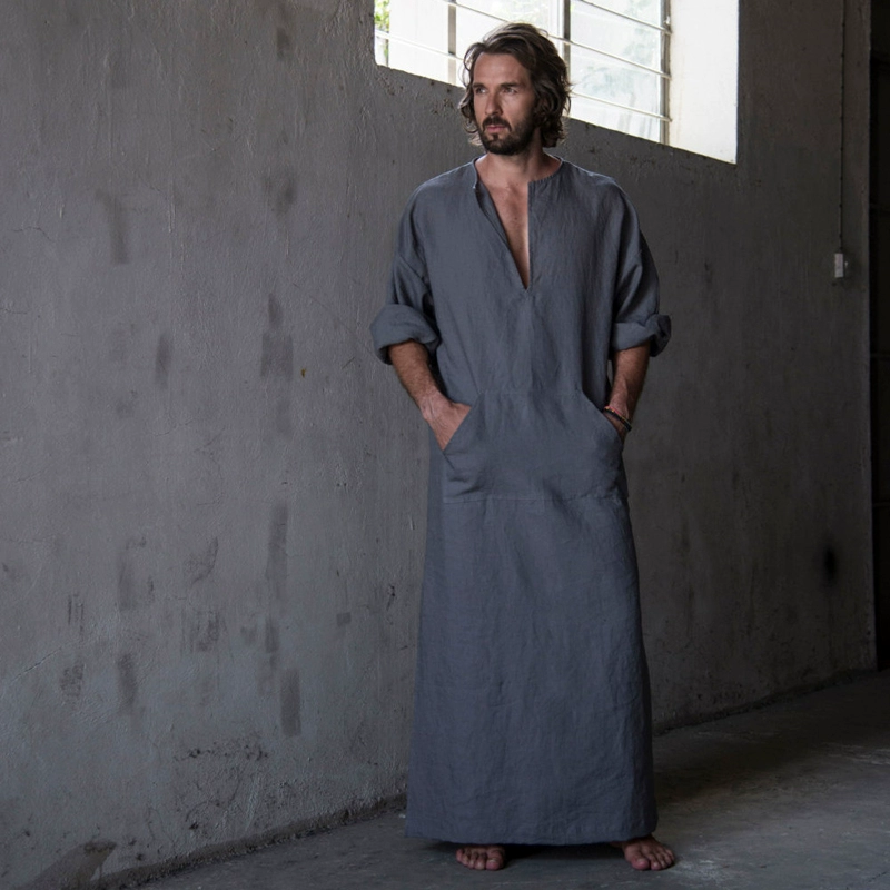 Thin bathrobe, retro pijama, cotton and linen, oversize