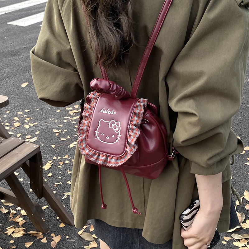 超火小众手提背包女2025秋季新款时尚可爱双肩包蕾丝通勤迷你书包|undefined