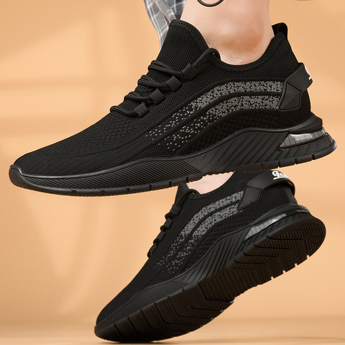 Men's shoes  spring new men's height-increasing 8CM casual shoes soft bottom mesh breathable fly-weave sports shoes trend 