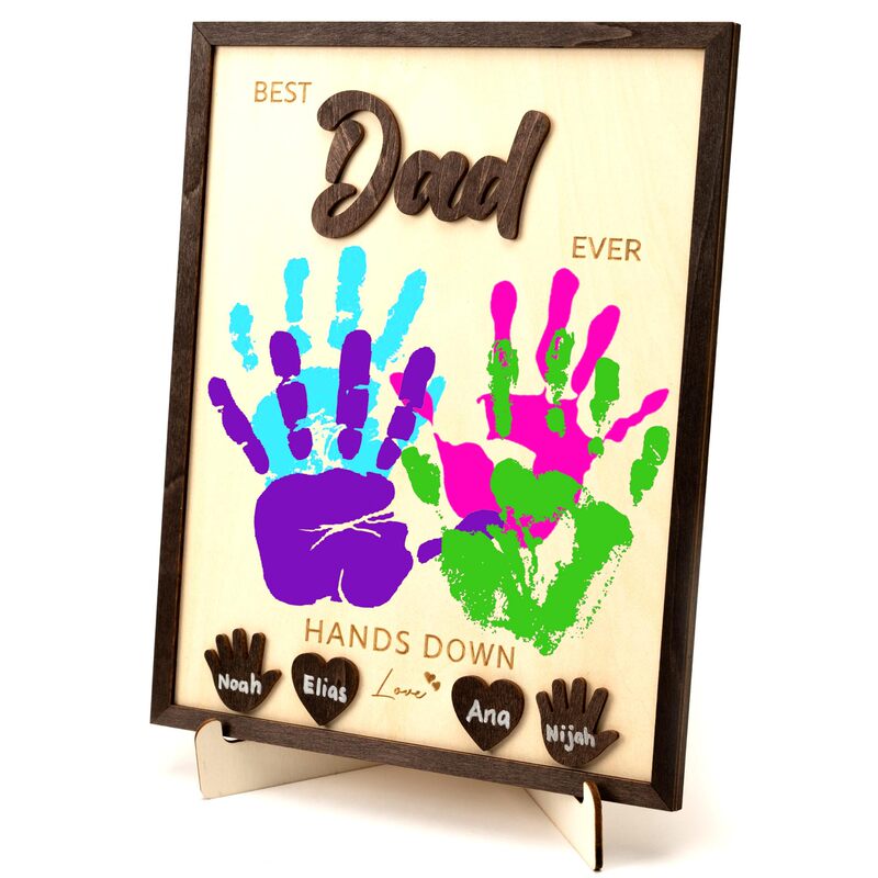 Cross-Border Father's Day Wooden Crafts Photo Frame Ornaments with Customizable Text Content, Wood Carving Birthday Gift Decorations