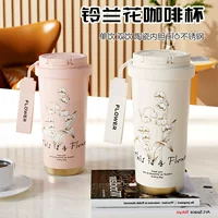 High quality handheld glass stainless steel, ceramic coffee liner, stainless steel AISI 304, orchid