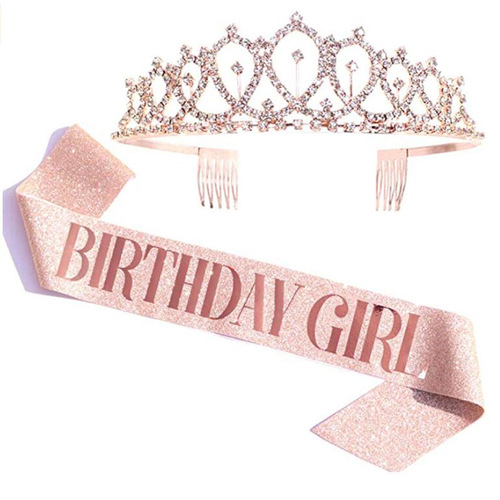 On behalf of birthday party party decoration girl crown headband birthday girl etiquette belt shoulder strap suit