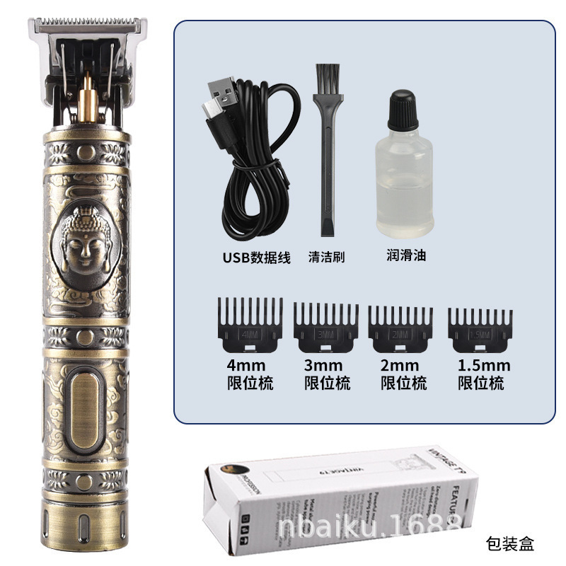 Cortadora de pelo eléctrica T9 transfronteriza cabeza de aceite empuje cortadora eléctrica talla marca cortadora eléctrica maquinilla de afeitar de plástico