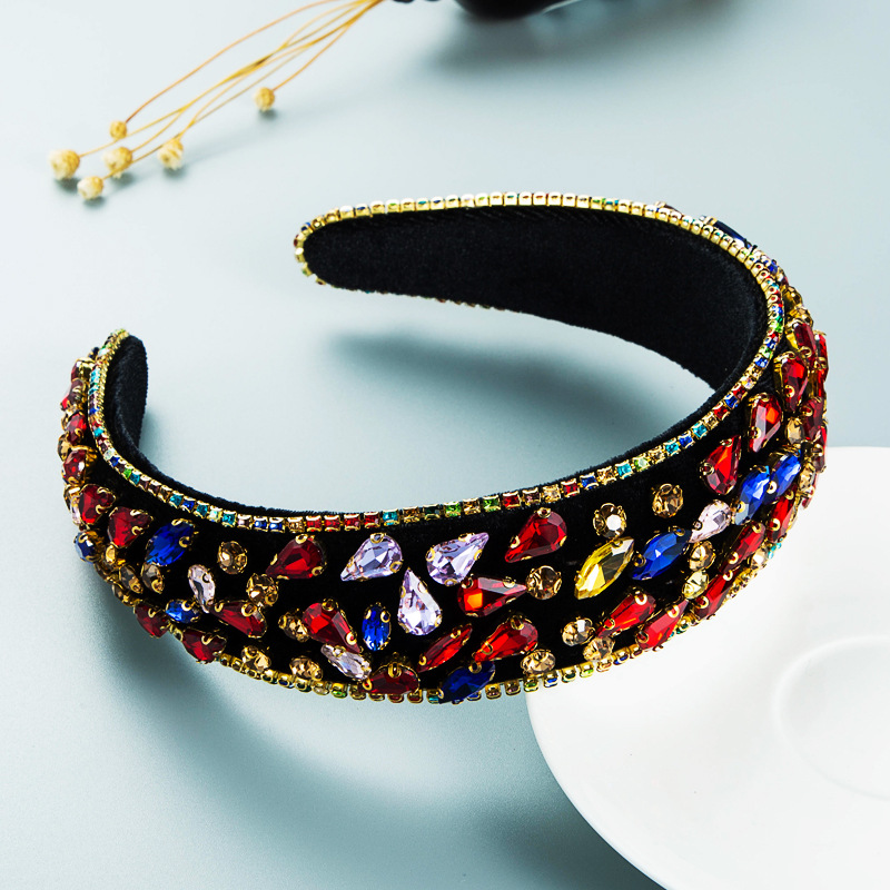 Baroque Color Rhinestone Glass Drill Headband Wholesale Nihaojewelry display picture 4