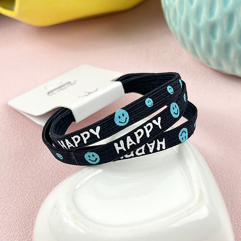 Alta cuerda elástica del lazo del pelo cuerda de pelo impreso negro simple banda de goma banda de pelo cuerda de pelo no duele accesorios para el cabello tocado estilo coreano