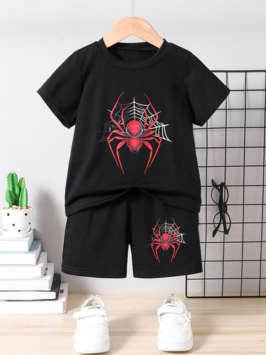 Cross-border foreign trade hot sales new products for children's cartoon suits for men and girls short-sleeved T-shirt + shorts sports casual suits