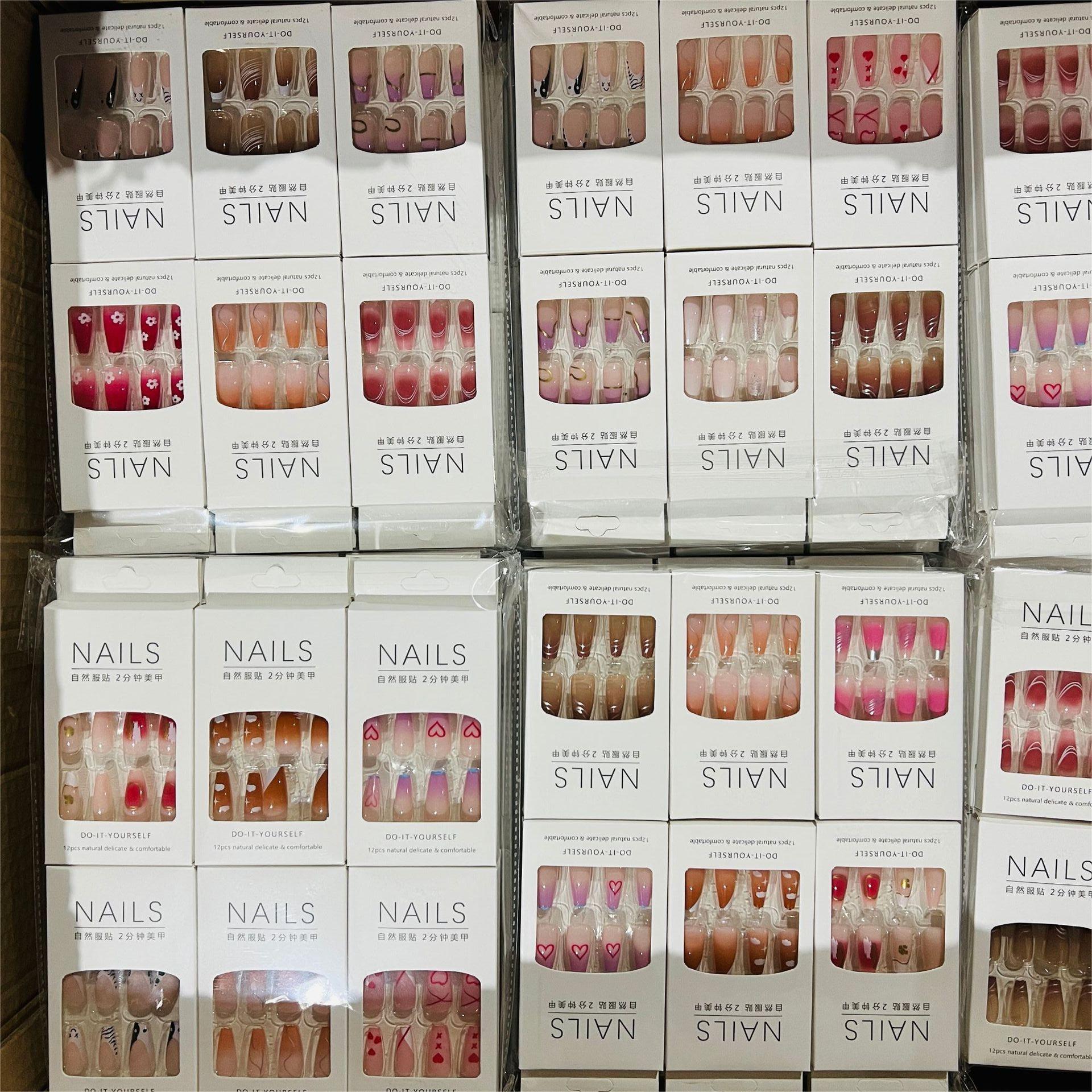 Pieza de belleza de uñas parche de uñas falso con pegamento calcomanías de uñas desgarrable Estudiante Adulto esmalte de uñas