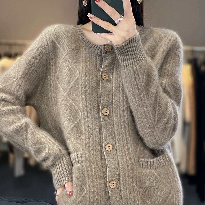 Вязаный кардиган из шерсти, свитер, цветная вязаная куртка oversize, свободный крой