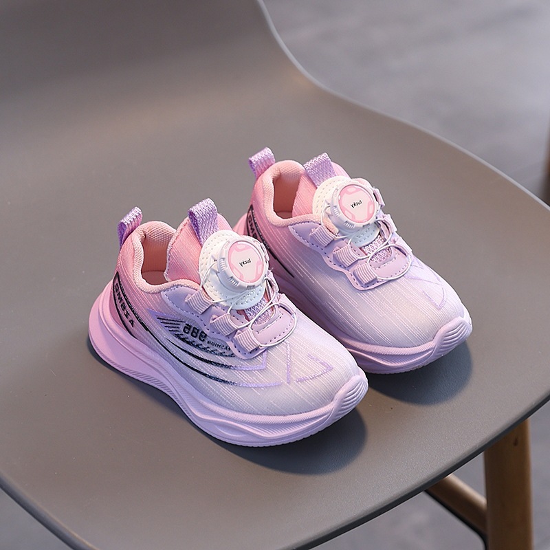 子供のメッシュスポーツシューズ 2025 春と秋の新しい子供靴男の子通気性お父さん靴女の子回転バックルランニングシューズ|undefined