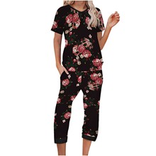 2024亚马逊欧美舒适休闲家居服印花套装