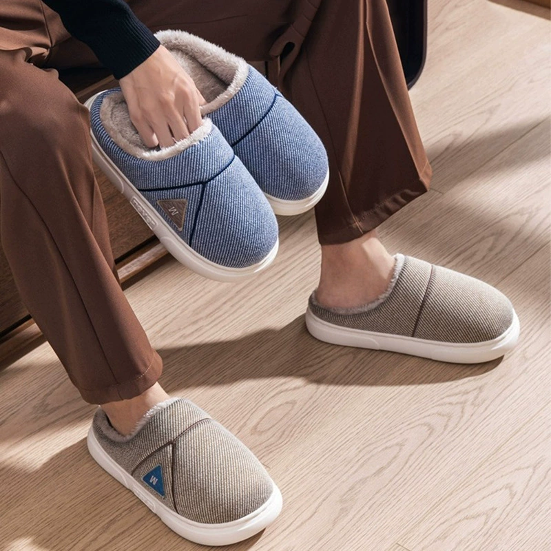 Зимние хлопковые тапочки для женщин 2025 года, домашние модные дышащие хлопковые тапочки, теплые бесшумные хлопковые тапочки для дома для родителей и детей на зиму