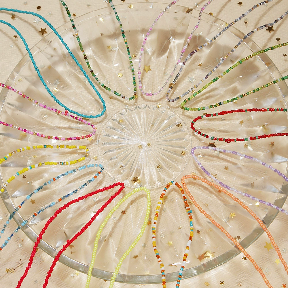 Корейская версия сладкого дофамина из рисовых бисера ожерелье девушки ветер радуга стеклянные рисовые бусы из шейной цепи оптом женщины