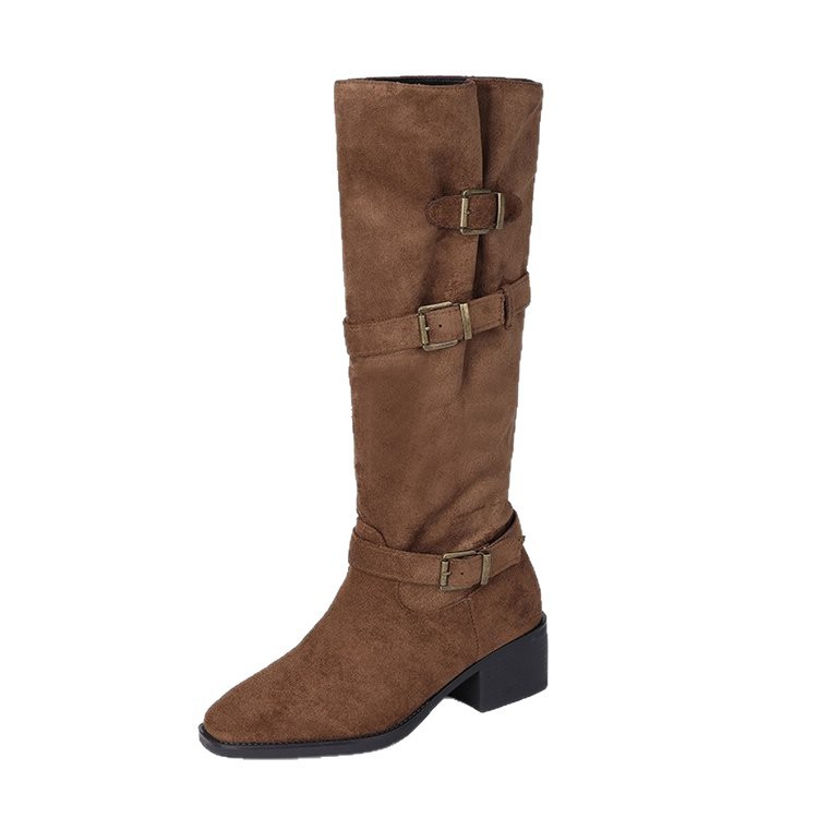 Cross-border francés tacones gruesos botas de camisa 2026 nuevas botas de primavera y otoño versátiles delgadas botas Martin