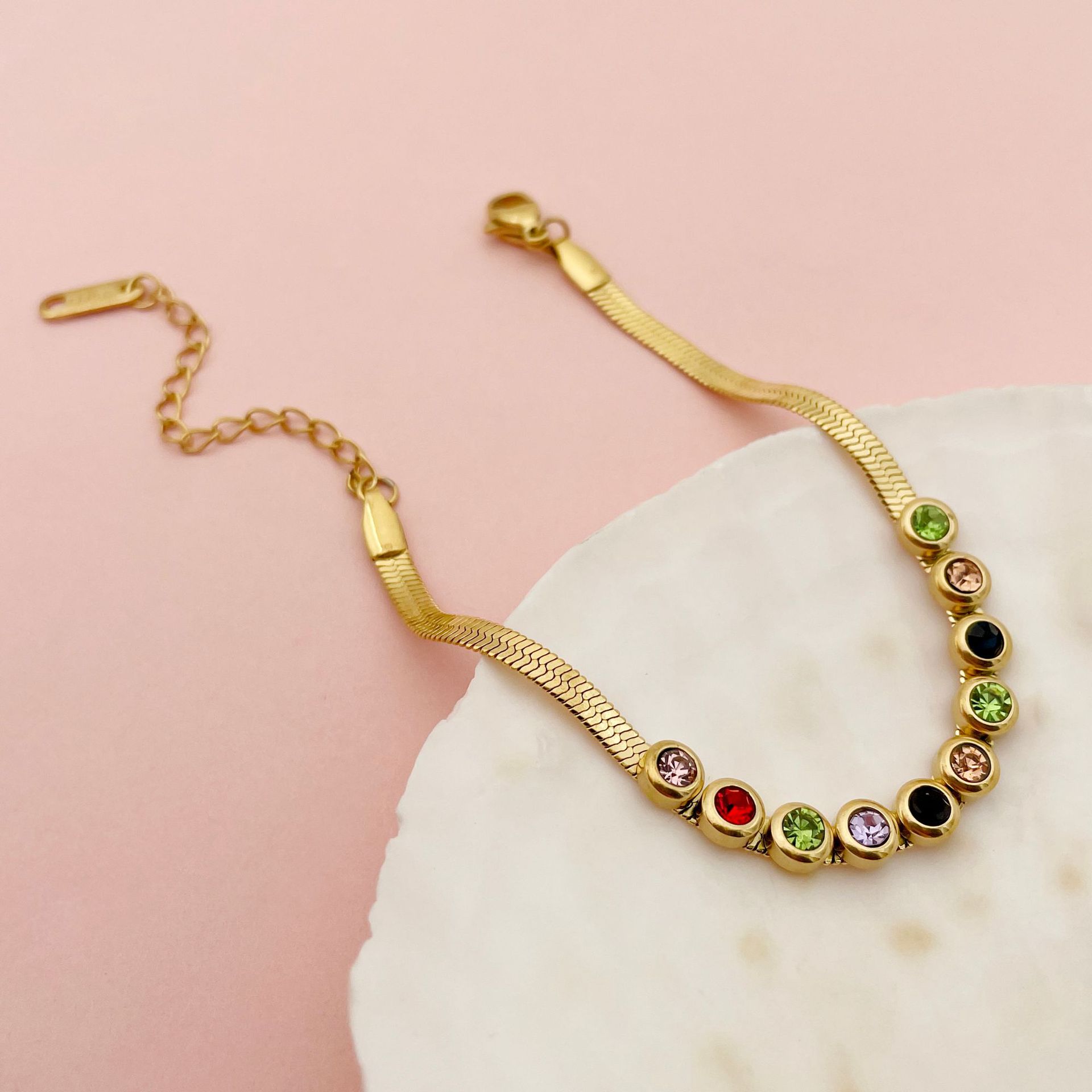 Fashion Geometric Stainless Steel Plating Zircon Bracelets 1 Piece