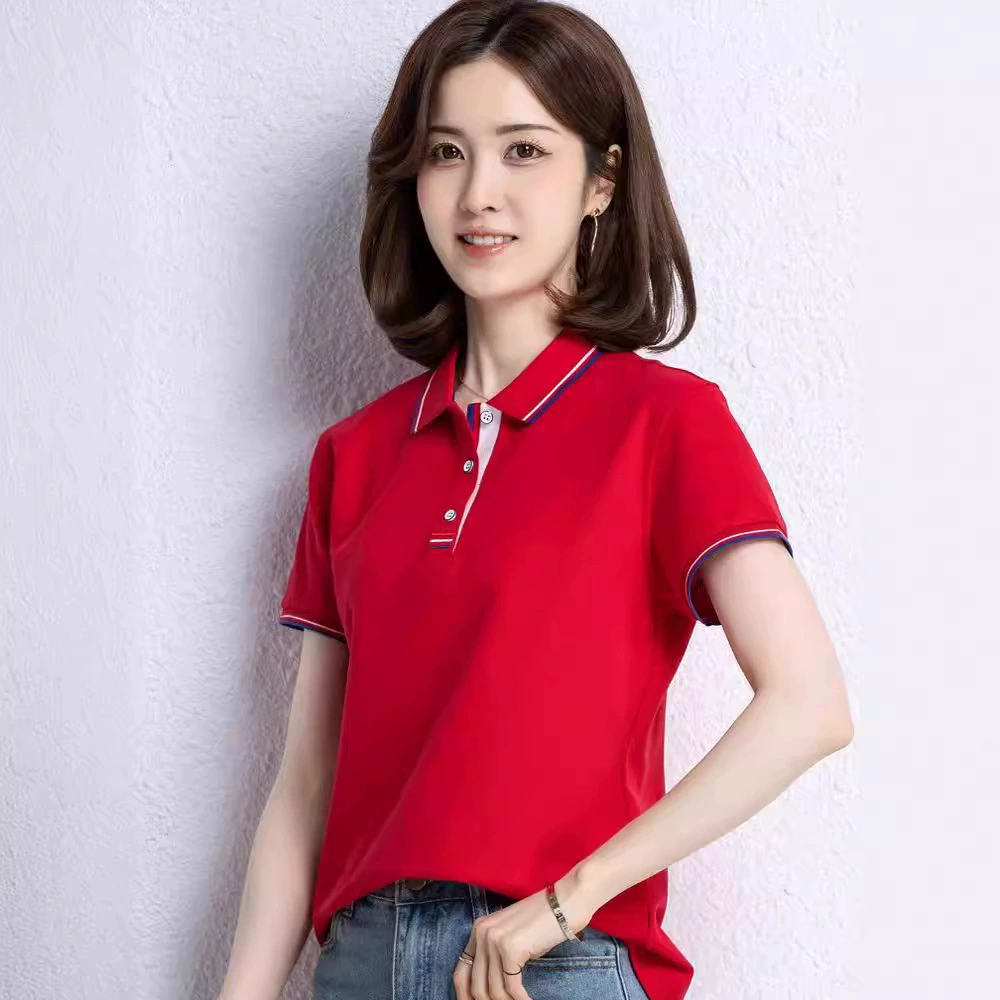 Рубашка-поло, деловая рабочая одежда, бесшовная, быстросохнущая, с короткими рукавами и лацканами, из ледяного шелка, корпоративная рубашка с вышитым и напечатанным логотипом.
