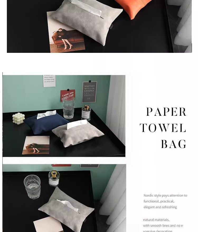 Luxury car tissue box, leather creative car tissue holder, high-end tissue box for car armrest box and seat back, suitable for living room