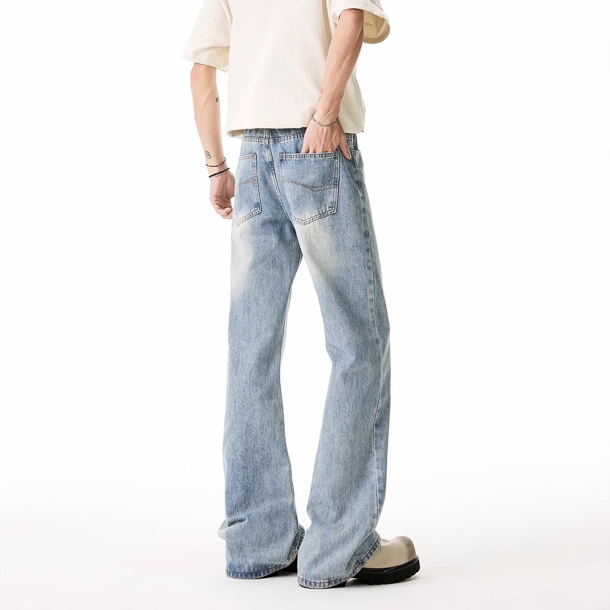 Jeans Rectos Retro para Hombre de Algodón Corte Recto para Primavera y Otoño